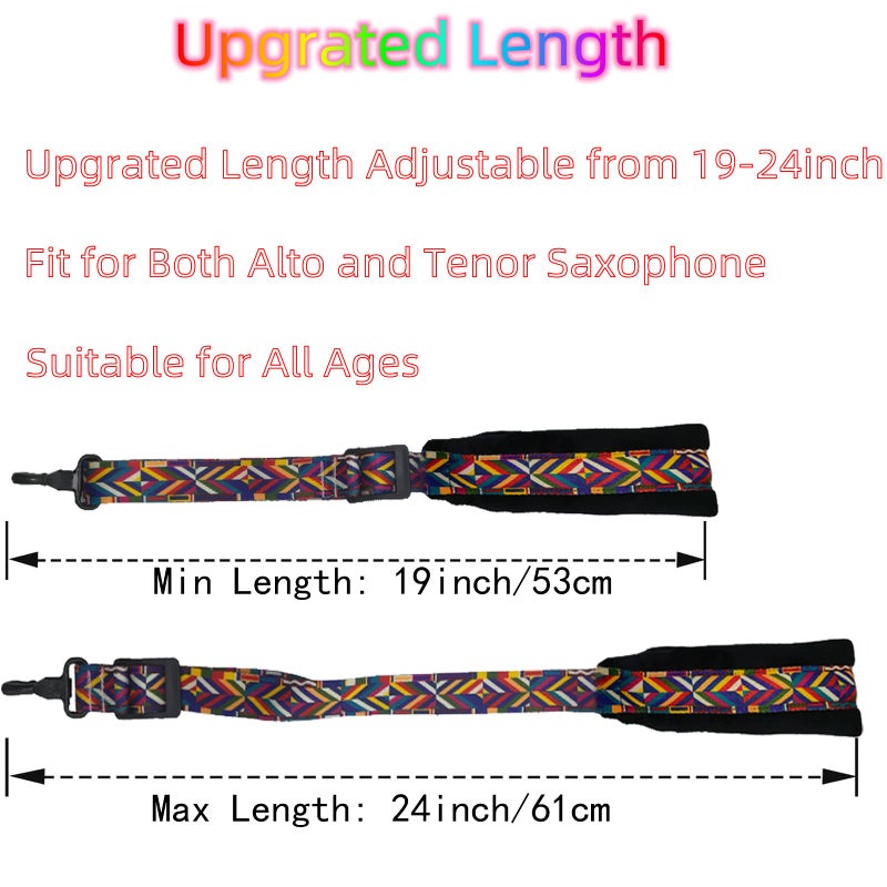 Xinlinke Saxophone Neck Strap Soft Padded Rainbow Braided Pattern for Alto Baritone Soprano Sax - Image 4